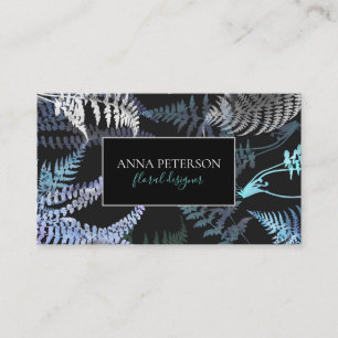 Elegant Dark Fern Leaves Botanical Business Card