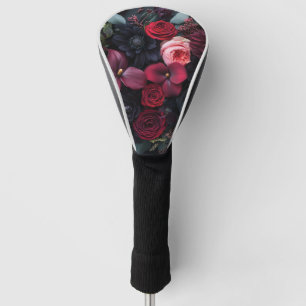 Elegant Dark Floral Arrangement Featuring Roses  Golf Head Cover