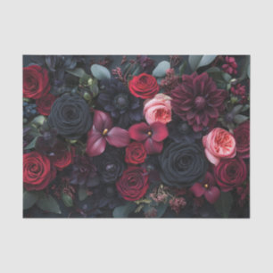 Elegant Dark Floral Arrangement Featuring Roses  Tissue Paper