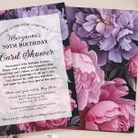Elegant Dark Floral Card Shower 70th Birthday<br><div class="desc">A thoughtful alternative to a traditional party, this shower by mail birthday invitation is designed for a card shower—a sweet way to help celebrate someone special from afar. The background features an elegant dark floral pattern in pinks and purples with a soft overlay that includes editable templates for the card...</div>