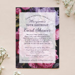 Elegant Dark Floral Card Shower 70th Birthday<br><div class="desc">A thoughtful alternative to a traditional party, this shower by mail birthday invitation is designed for a card shower—a sweet way to help celebrate someone special from afar. The background features an elegant dark floral pattern in pinks and purples with a soft overlay that includes editable templates for the card...</div>