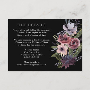 Elegant Dark Floral Cascade Black Burgundy Enclosu Enclosure Card