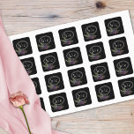 Elegant Dark Floral Cascade Black Burgundy Square Sticker<br><div class="desc">Elements: watercolor floral elements, roses, other flowers, greenery, feathers, rich dark tones. Contemporary serif fonts with script accents Colors: black, burgundy, pink, blush, mauve, tan, ecru, lavender, purple, plum, dusty blue, green. Themes: modern, dark, elegant, moody, floral, botanical, garden, winter, contemporary, lush, sophisticated. Collection: Elegant Dark Floral Cascade Black Burgundy...</div>