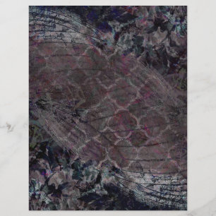 Elegant Dark Floral Grunge Scrapbook Paper