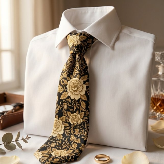 Elegant Dark Floral  Neck Tie (Creator Uploaded)
