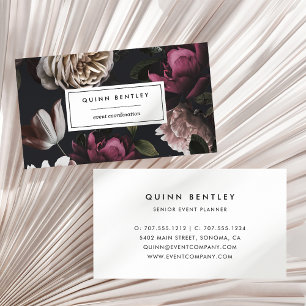 Elegant Dark Floral on Black Business Card