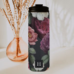 Elegant Dark Floral on Black | Monogram Tumbler<br><div class="desc">Trendy monogrammed design. Classy and fashionable this tumbler makes the perfect accessory. Add your custom wording to this design by using the "Edit this design template" boxes on the right hand side of the item, or click the blue "Customize it" button to arrange the text, change the fonts and colours...</div>