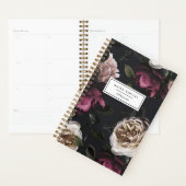 Elegant Dark Floral on Black | Personalized Planner | Zazzle