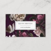 Elegant Dark Floral on Plum Business Card (Front)