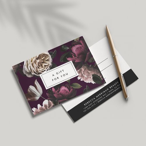 Elegant Dark Floral on Plum  Gift Certificate