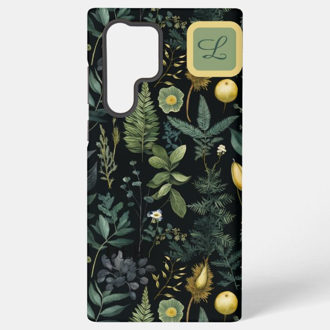 Elegant Dark Floral  – Personalized Botanical Samsung Galaxy Case (Back)
