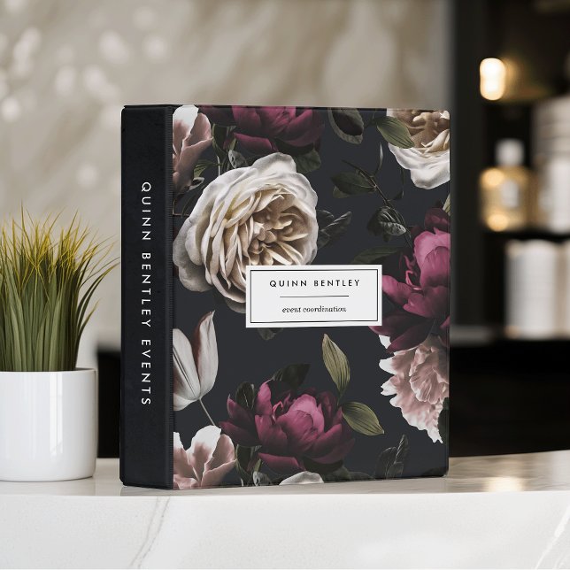 Elegant Dark Floral Personalized Mini Binder (Creator Uploaded)