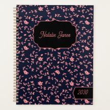Elegant Dark Floral Personalized Weekly Planner