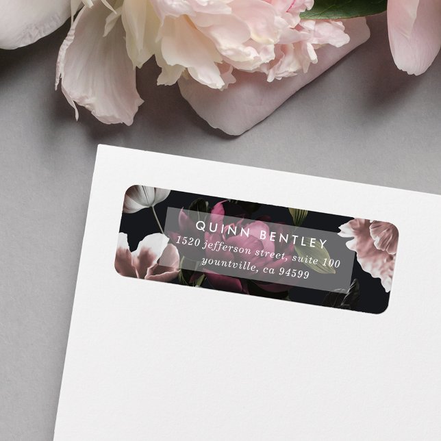 Elegant Dark Floral Return Address Label (Creator Uploaded)