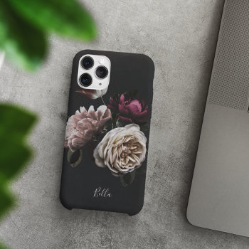 Elegant Dark Floral Rose Personalized Case-mate Iphone 14 Case by RedwoodAndVine at Zazzle