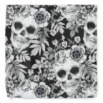 Elegant Dark Floral Skulls on Black Bandana Elegant Dark Floral Skulls on Black Bandana