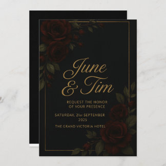 Elegant dark floral Wedding Invitation
