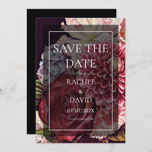 Elegant Dark Floral Wedding  Save The Date