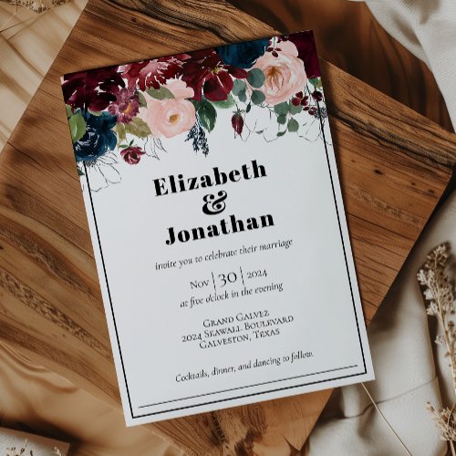 Elegant Dark Florals Invitation