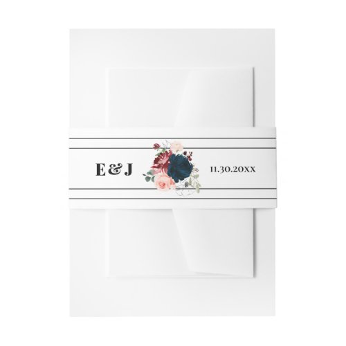 Elegant Dark Florals Invitation Belly Band