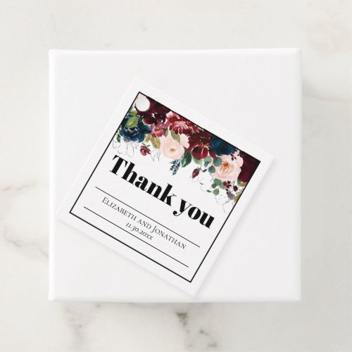 Elegant Dark Florals Wedding Favor Tags