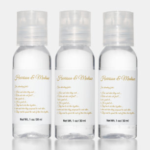 Elegant dark gold custom script couple fun facts hand sanitizer