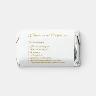 Elegant dark gold custom script couple fun facts hershey's miniatures