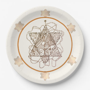 Elegant Dark Golden Brass Color Jewish Star Paper Plates