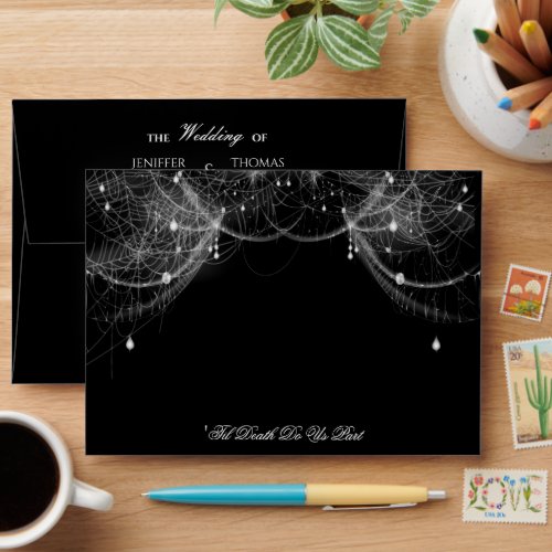 Elegant dark Gothic Halloween Wedding Envelope