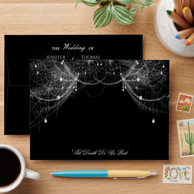 Elegant dark Gothic Halloween Wedding Envelope (Desk)