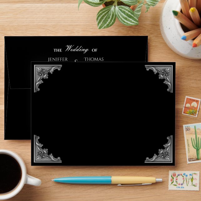 Elegant dark Gothic Halloween Wedding Envelope (Desk)