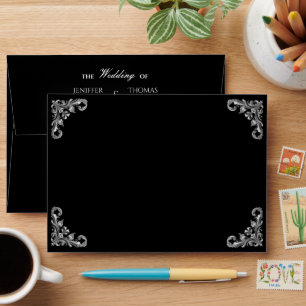 Elegant dark Gothic Halloween Wedding Envelope
