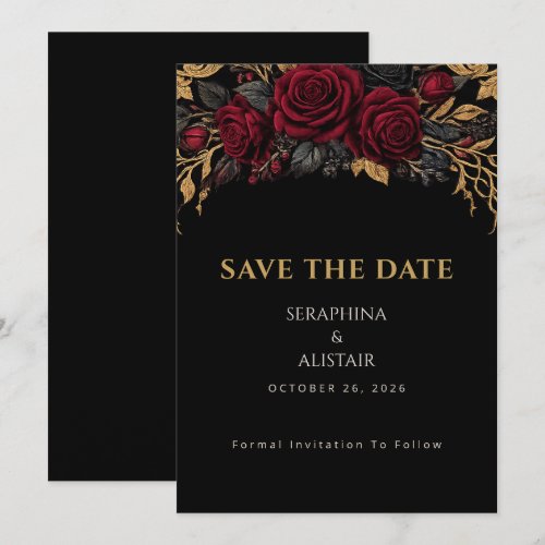 Elegant Dark Gothic Save The Date Card