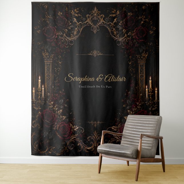 Elegant Dark Gothic Wedding Backdrop (In Situ)