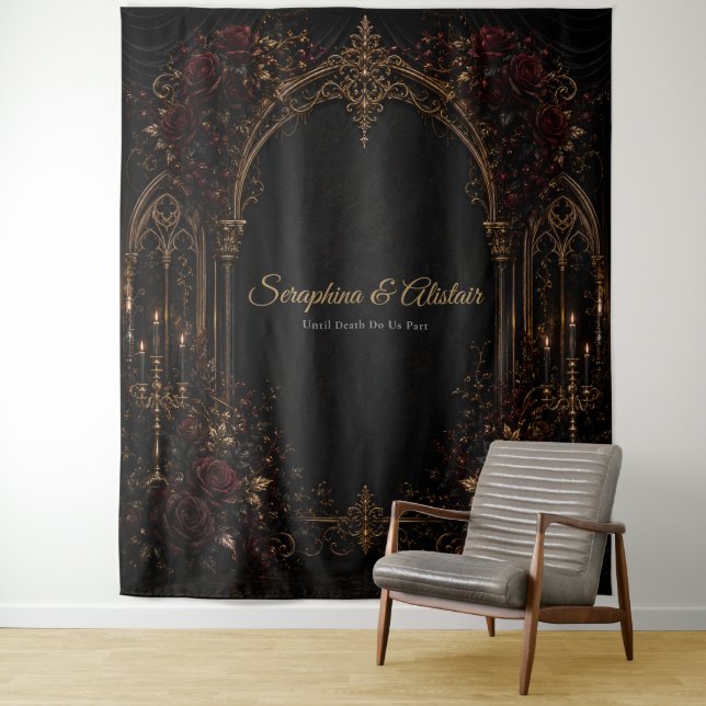Elegant Dark Gothic Wedding Backdrop (In Situ)