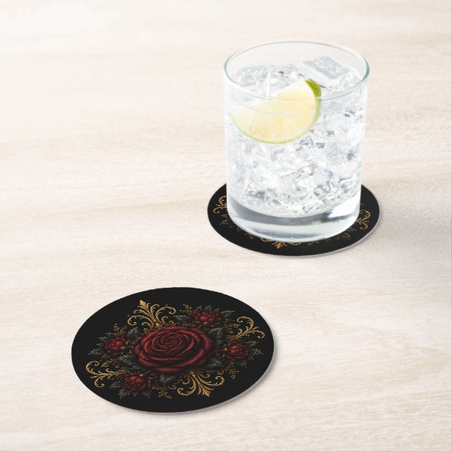 Elegant Dark Gothic Wedding Coaster (Insitu)