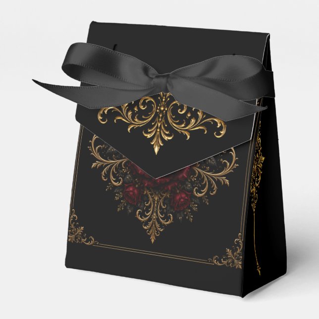 Elegant Dark Gothic Wedding Favor Box (Front Side)