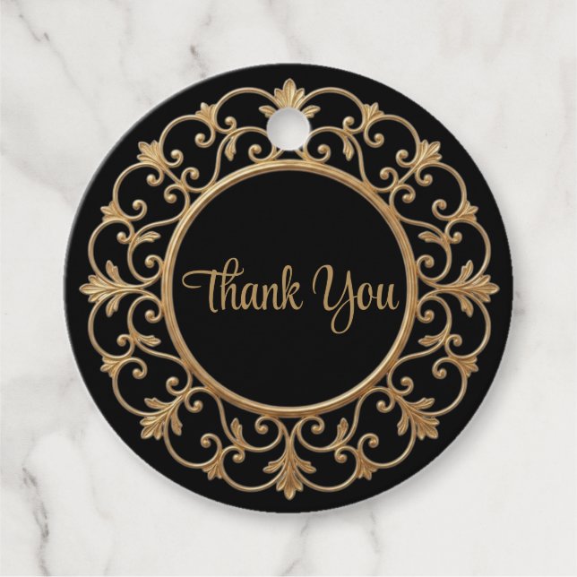 Elegant Dark Gothic Wedding Favor Tag (Front)