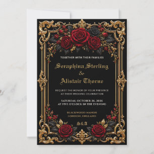 Elegant Dark Gothic Wedding Invitation