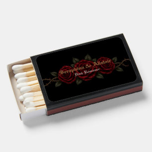 Elegant Dark Gothic Wedding Matchbox Label Matchboxes