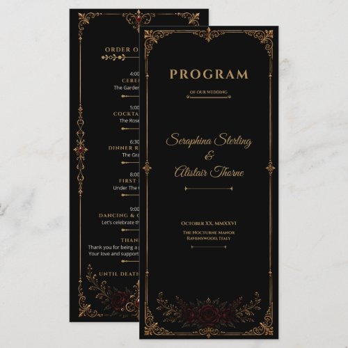 Elegant Dark Gothic Wedding Program