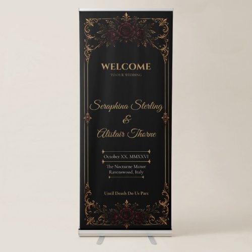 Elegant Dark Gothic Wedding Retractable Banner