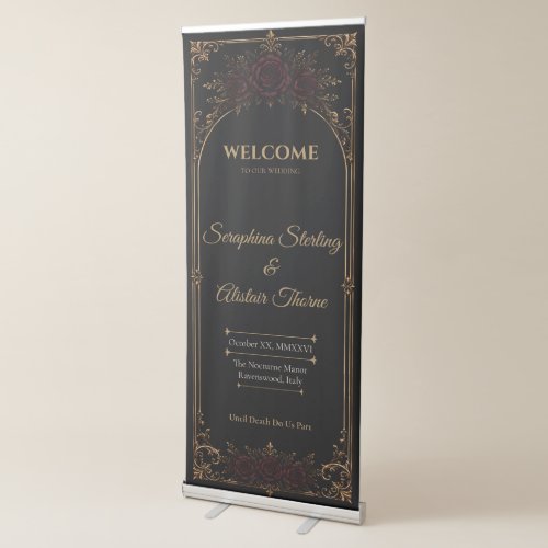 Elegant Dark Gothic Wedding Retractable Banner