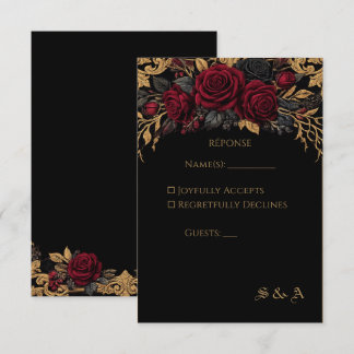 Elegant Dark Gothic Wedding RSVP Card