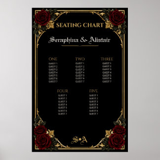 Elegant Dark Gothic Wedding Seating Chart