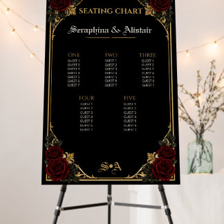 Elegant Dark Gothic Wedding Seating Chart Foam Board