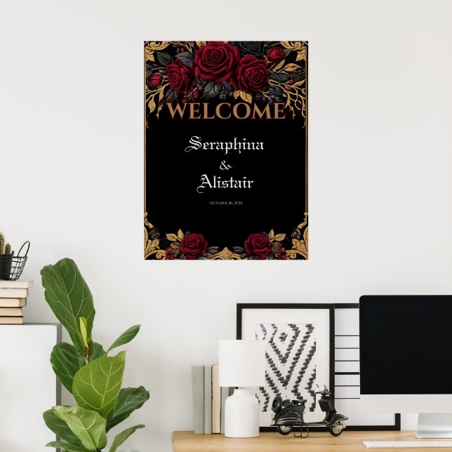 Elegant Dark Gothic Wedding Welcome Sign (Home Office)