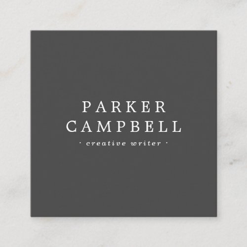 Elegant dark gray and white minimalist square business card
