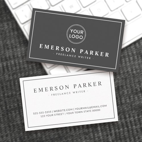 Elegant dark gray and white modern minimalist business card