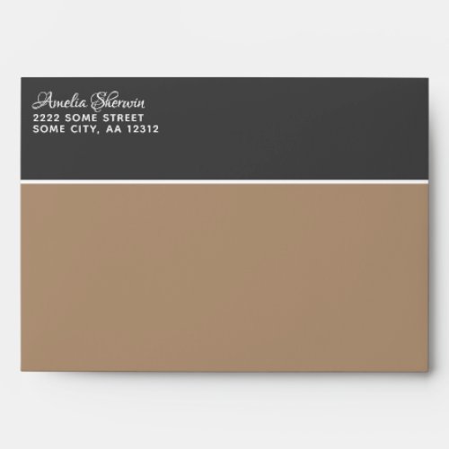 Elegant Dark Gray Beige Return Address Envelope - Elegant dark gray and beige envelope with the return address on the front. You can customize it with your return address or erase it. This envelope design is perfect to match your wedding invitations, save the date cards, bridal shower invitations and more.